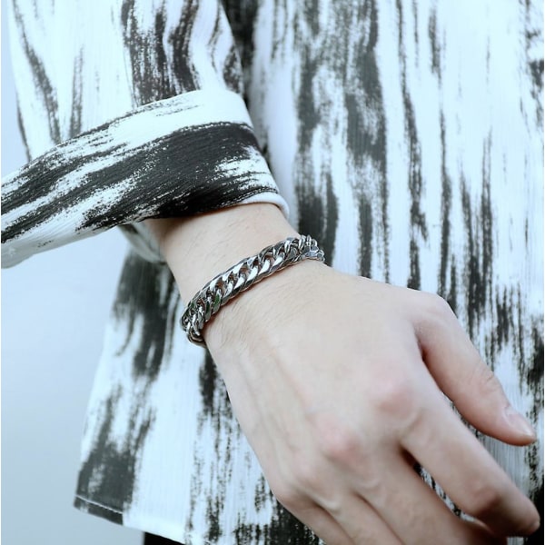Armbånd, titanium stål, 22 cm lang, 14 mm bred, 3 mm tyk