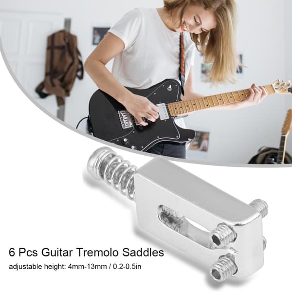 6 st Silver Metall Tremolo Stall för Elektrisk Gitarr Brygga med Skiftnyckel
