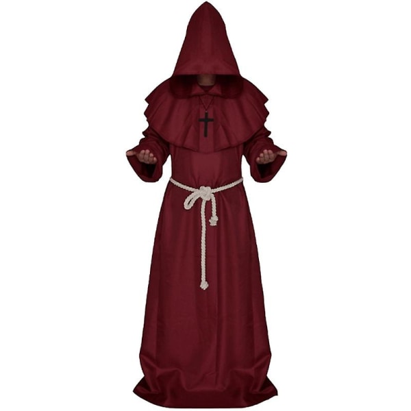 Voksen munke kappe kappe, munke cosplay kostume Red S