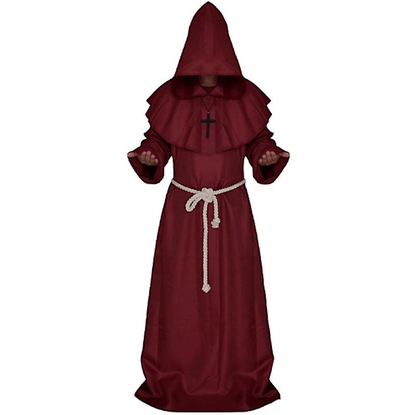 Vuxen munk mantel mantel, munk cosplay kostym Red M