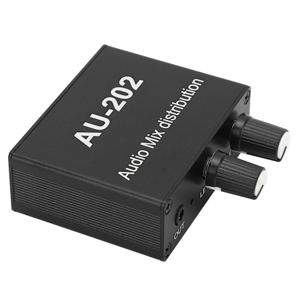 Stereo Mixer Audio Distributor 2 Input 2 Output 3.5mm Jack Plug and Play Aluminiumlegering
