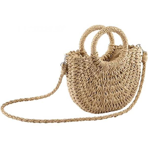 Summer Beach Halmväska För Kvinnor Liten Crossbody Topphandtag Axel Handväska Mini Handvävd Rotting Clutch Handväska A916-1118 C