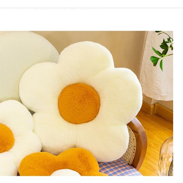 Kudde blomma kudde husdjur kudde soffa burspråk sovrum golv stol kudde solblomma kudde (35cm vit),