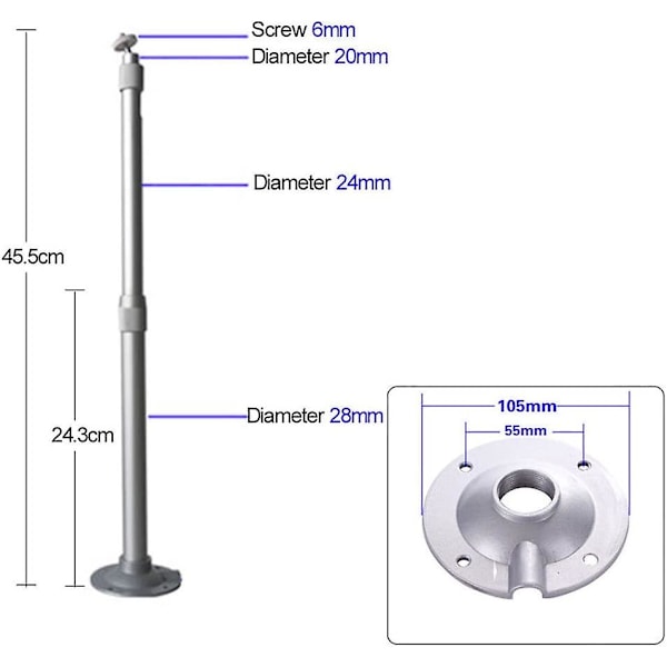 Projektorin kattoon seinäkiinnike 20 40 cm Projektorin ripustinpidike Seinäteline Käännettävä alumiiniseoksesta valmistettu kattoteline
