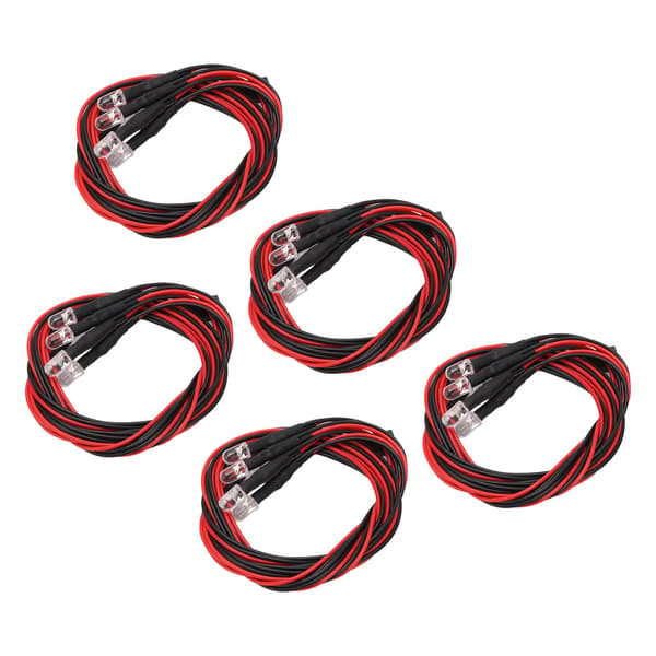 Høj lysstyrke 4 LED RC bil lys sæt - 5 mm hvide og røde lamper (5 sæt)