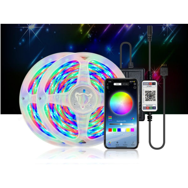 LED Strip Light, 12V Bluetooth Set Vattentät Lågspänning Färgglad Flexibel Flexibel Tape Light (10m, 540 lampor)