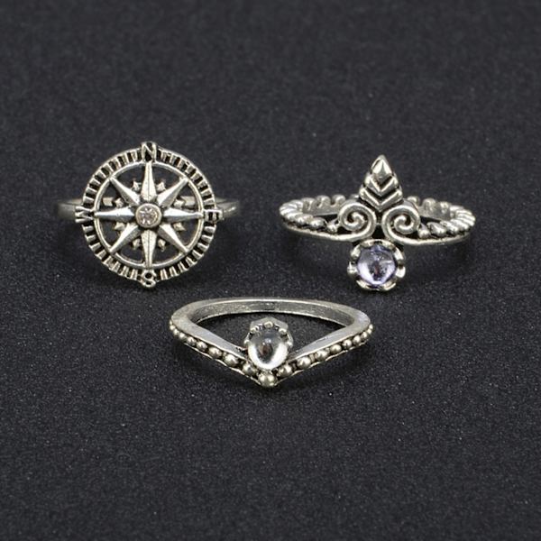 9 stk Knuckle Ringe Stilfuld Attraktiv Multi-style Havfruehale Midi Finger Knuckle Stableringe Sæt til Club Party Banket Antique Silver