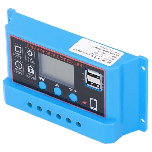 PWM Solarladdningsregulator LCD-display 12V 24V 10A för solpaneler