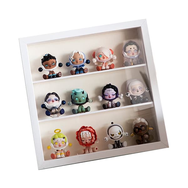 3D Fortykket Anime Figur Vitrineskab Hvid Dobbelt Partition Opbevaringspose til Mini Legetøjssamling