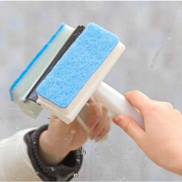 2 stk blå dobbeltsidet rengøringsbørste badeværelse flise børste skraber dobbelt formål glas visker