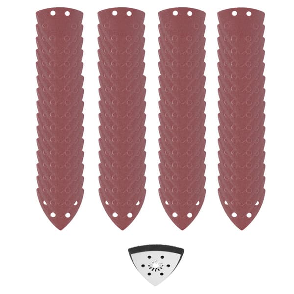 61-delars 90 mm trekantsslippappersset med 6 hål, multiverktyg