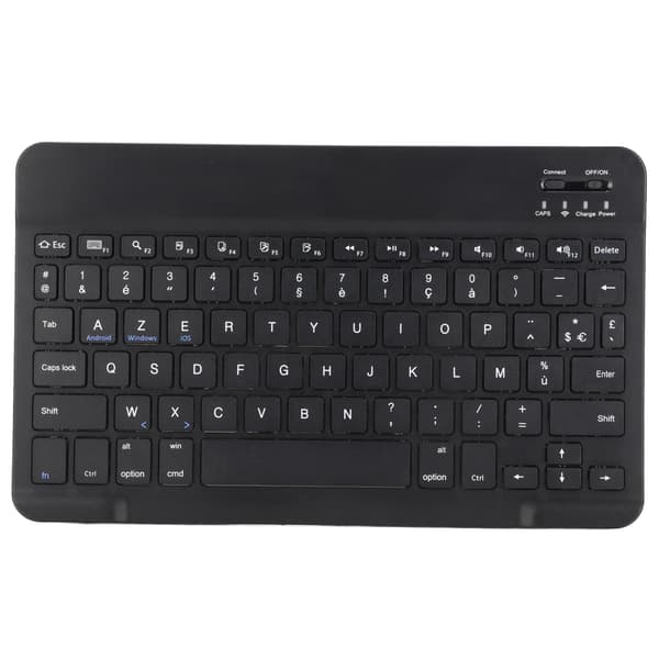 10 Tommer Trådløst Tastatur Slankt Vandtæt Saksestil Bluetooth Fransk AZERTY Layout til Touchpad Sort