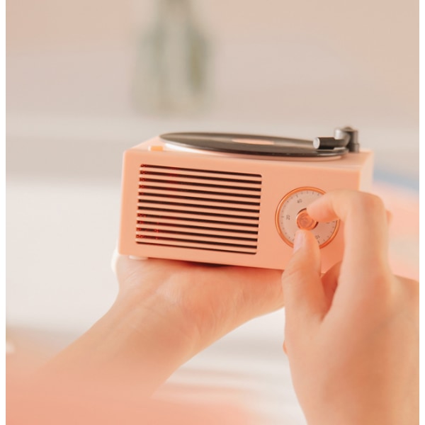 Pieni langaton pöytätietokone Retro-monitoiminen Bluetooth vinyylilevysoitin (vaaleanpunainen)
