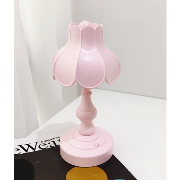 GrouopM Retro rosa lotusblad nattlampa, tre växlar justerbar LED liten lampa för sovrum