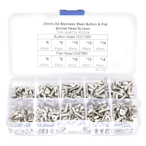 400 stk. M3 304 Rustfritt Stål Pan Head Hex Skruesett