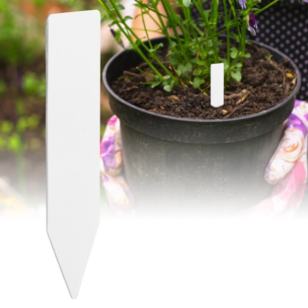 100 Hvite Plast Hageplante Navnelapper - Blomsterpinner