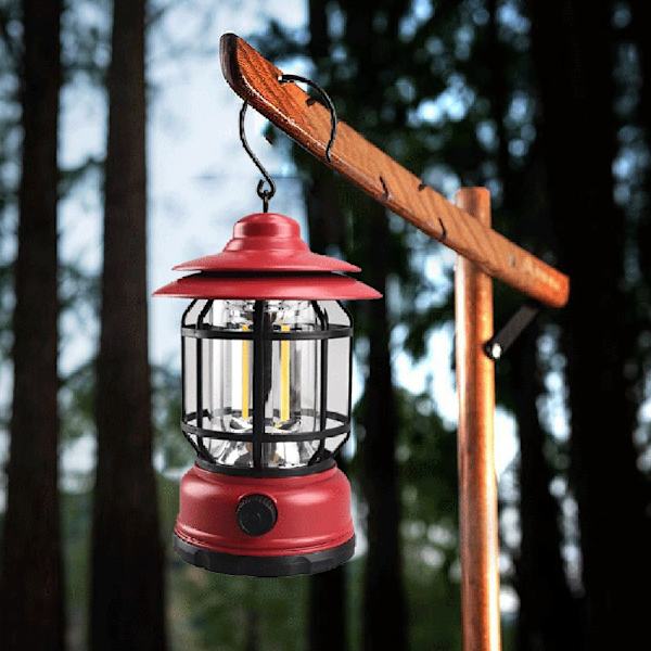 Utomhuscampinglampa, multifunktionell bärbar uppladdningsbar lampa (röd, typ C-laddningskabel)