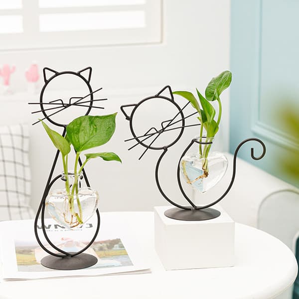 Enkel Kat Jern Blomst Hydroponisk Vase