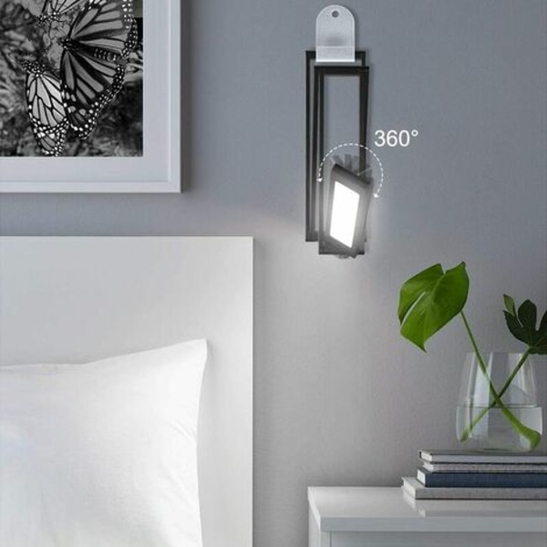 LED-bordslampa, hopfällbar trådlös USB uppladdningsbar bordslampa, vridbart lamphuvud, 3 dimbara lägen för sovrum, kontor, co