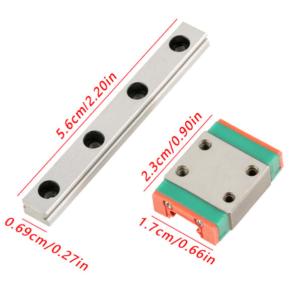 Miniature lineær skinne guide glideblok 7mm bredde 55mm