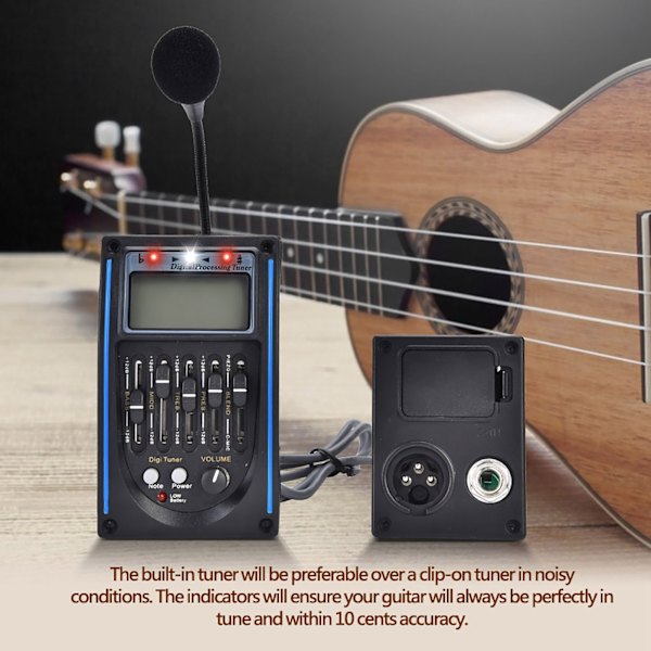 5-bands preamp EQ piezo digital tuner pickup för akustisk gitarr