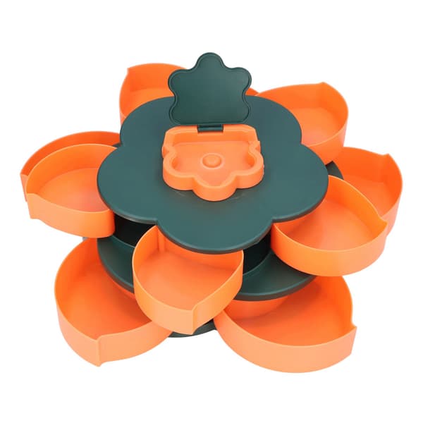 Multifunksjonell Stor Kapasitet Blomsterformet Godteri Serveringsbrett Dobbelt Lag Hjemme Snacks Server