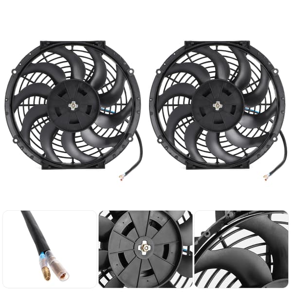 Kølerkøleventilator 12 tommer universal bilventilator elektrisk 80W 10 blade
