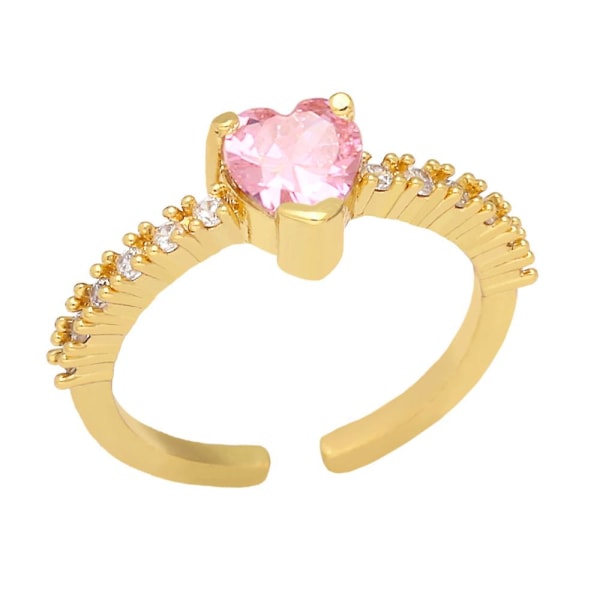 Ring Vintage Zircon Heart Stud Modesmycken Ac8573 Pink