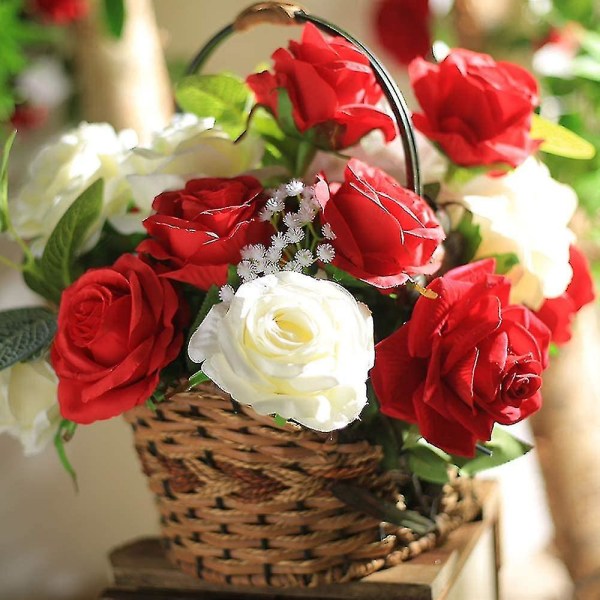 10 st Faux Rose Sidenbukettdekorationer