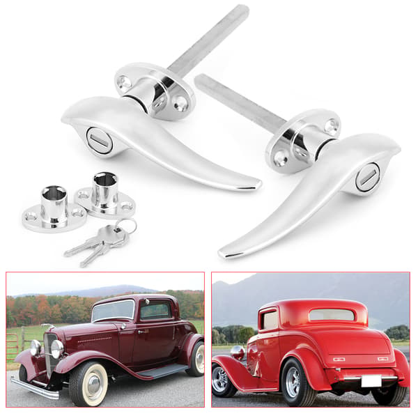 Utvendig låsbart dørhåndtak i rustfritt stål, kompatibelt med Ford 3 Window Coupe 1932 1934