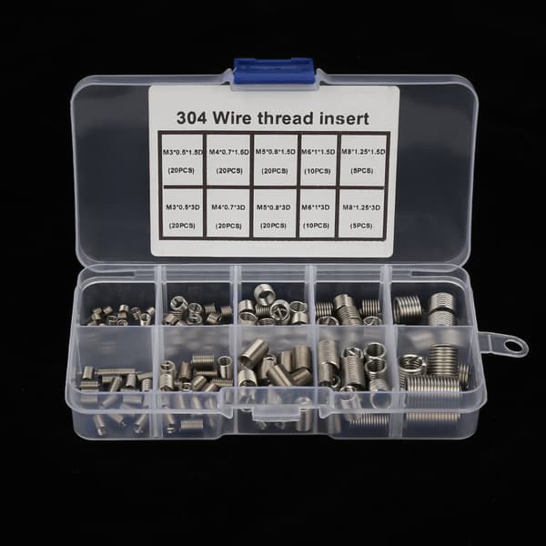 Rustfri stål spiralgevindindsats 150 stk. M3 M8 SS304