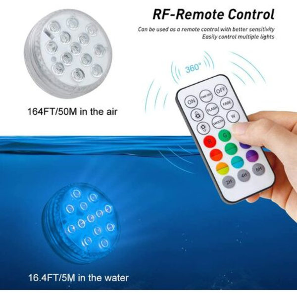 4 stk. Dykbare LED-lys, svømmebassinlamper IP68 Vandtætte 16 RGB-farver skifter med sugekopper Lys til Aq