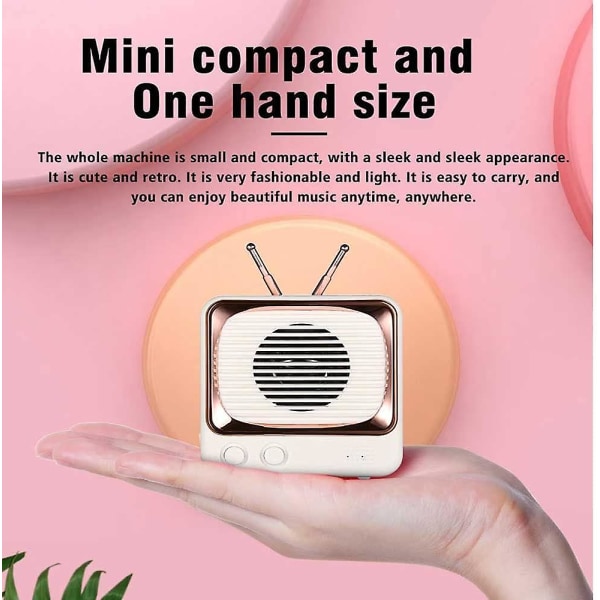 Retro Bluetooth Speaker Mini Wireless Subwoofer Board Musta,
