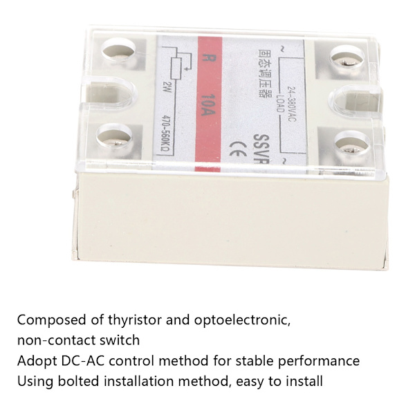 Solid State Spänningsregulator Lågfrekvent SSVR 10A Teknisk Plastskal