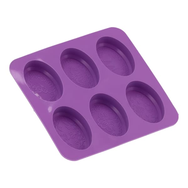 6 Grid Original Mönster Silikon Handgjord Tvålform för Hembakning Oval