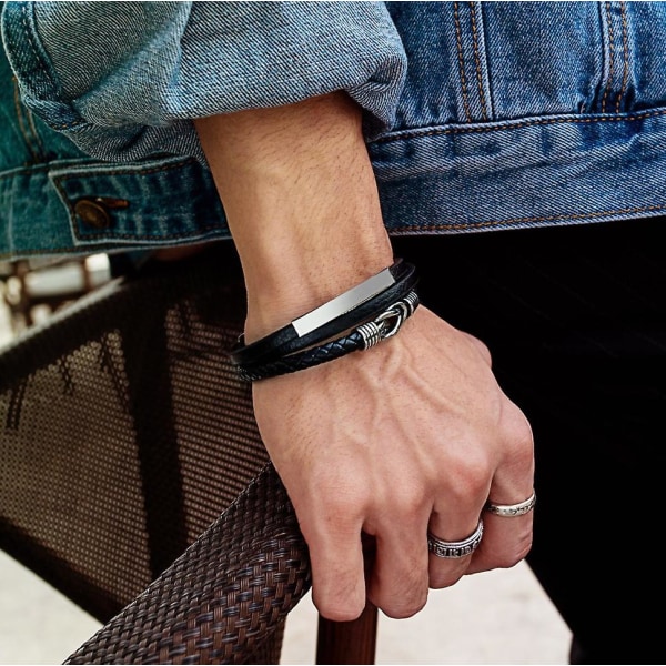 armband, metall, läder, fläta