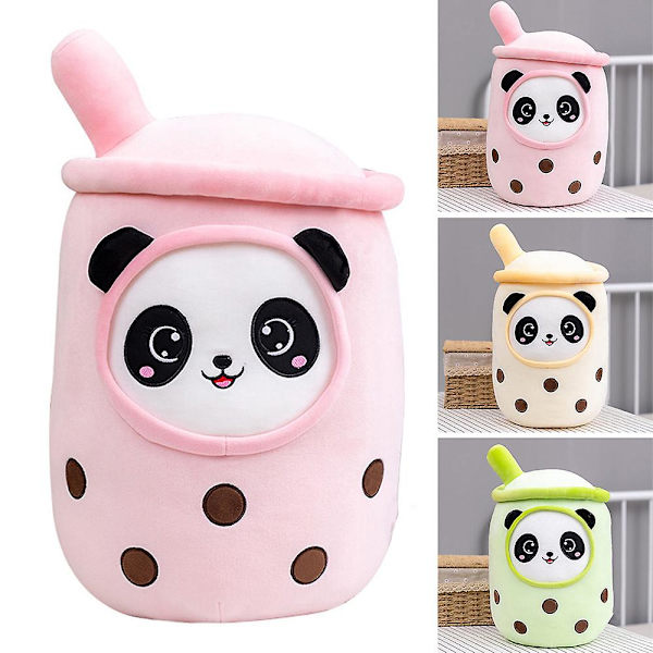 Bubble Tea Panda Plyschdocka Mjuk fylld tecknad leksak Yellow 35cm
