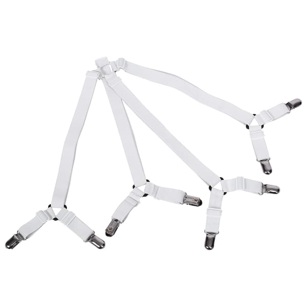 Elastiske kryss lakenstropper trekant Gripper fester hvit
