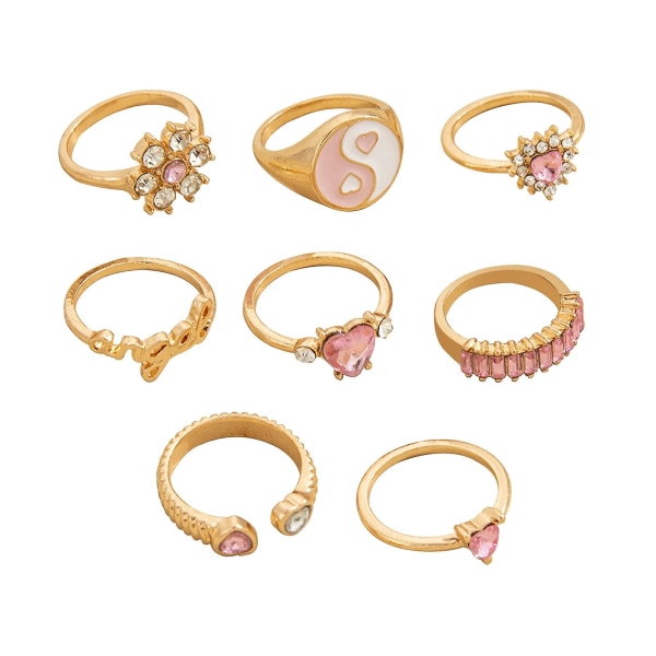 8st Knuckle Rings Tai Chi Punk Kvinnor Utsökt Sparkling Ringar Modesmycken