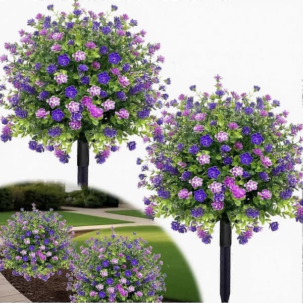 UV-resistent kunstig kamelia-topiary – med pæl – til hoveddør og veranda, ny 2026 White 1pc