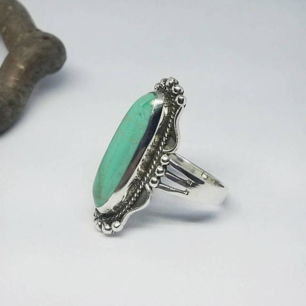 Vintage Finger Decor Pitkät turkoosi Sormus Naisten Hääkihlautumiskorut US 7 Turquoise