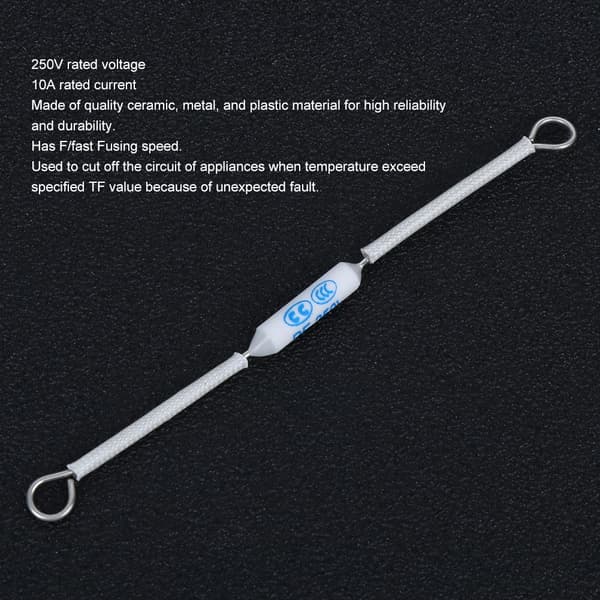 20 STK 250V 10A RF Keramisk Termosikring Afbryder 185C 90mm 3.5in til Apparater