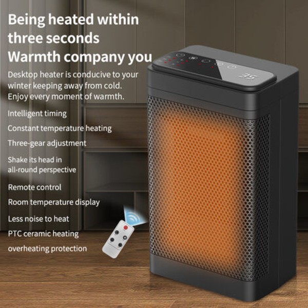 Desktop Mini PTC Heater Quick Heat Silent Heater til hjemmet