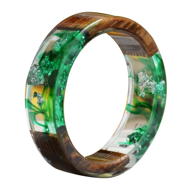 Kreativa kvinnor trä torkad blomma Transparent finger ring smycken födelsedagspresent Brown 2cm