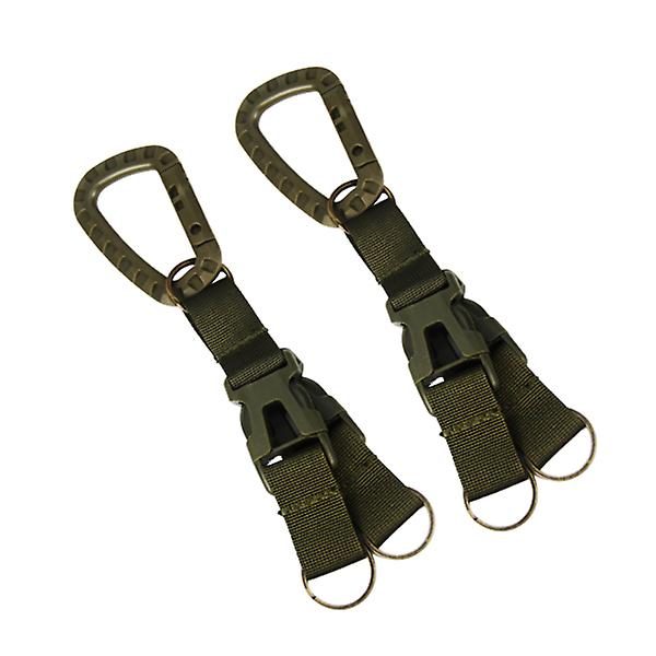 2 st Multifunktionell spänne flaskhållare Bärbar bandklämma Karbinhake Nyckelring Webbing D-formad dubbelkrok för fiske bergsklättring (armégree)