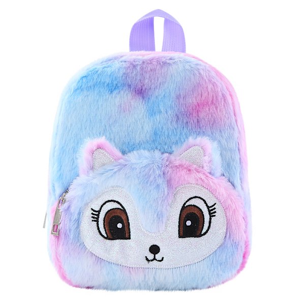 Flickor Söt Fluffig Unicorn Plysch Ryggsäck Skolväskor-4 4
