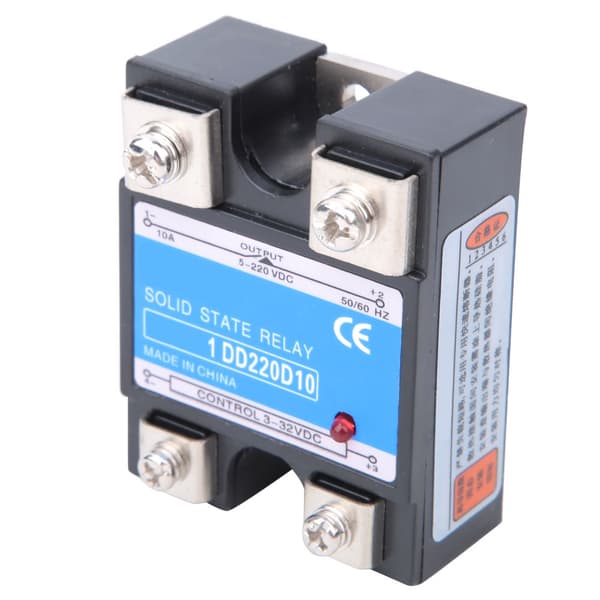 Solid State Relæ DC SSR Input 3-32VDC Load 5-220VDC Kontrolrelæ 10A