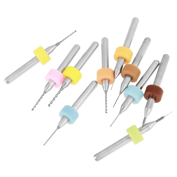 Wolframcarbid Mikro Bor Bits Sæt 10 stk. 0,1-1,0 mm til PCB printkort