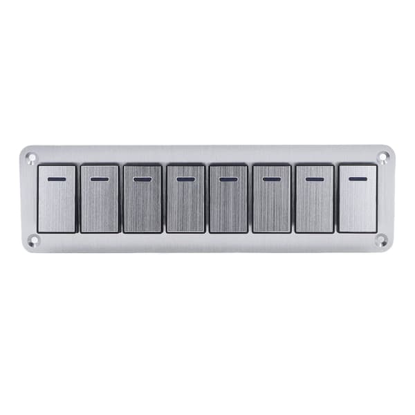 Vippebryterpanel 8-veis 3-pinners LED Enkelt blått lys indikerer på/av-bryterpanel 12-24V