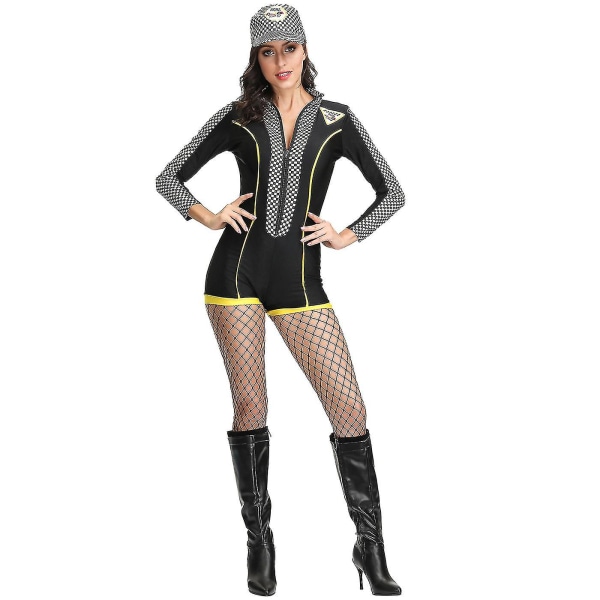 Racing piger jumpsuit, sexet fodbold cheerleader including fishnet socks